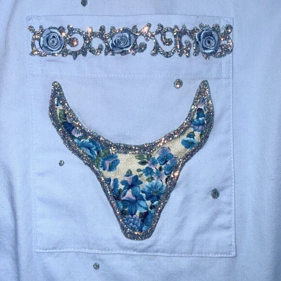 Vintage 1980s–1990s Laura Rogers Originals Hand-Painted Western Shirt Size 17 - Picture 6 of 14